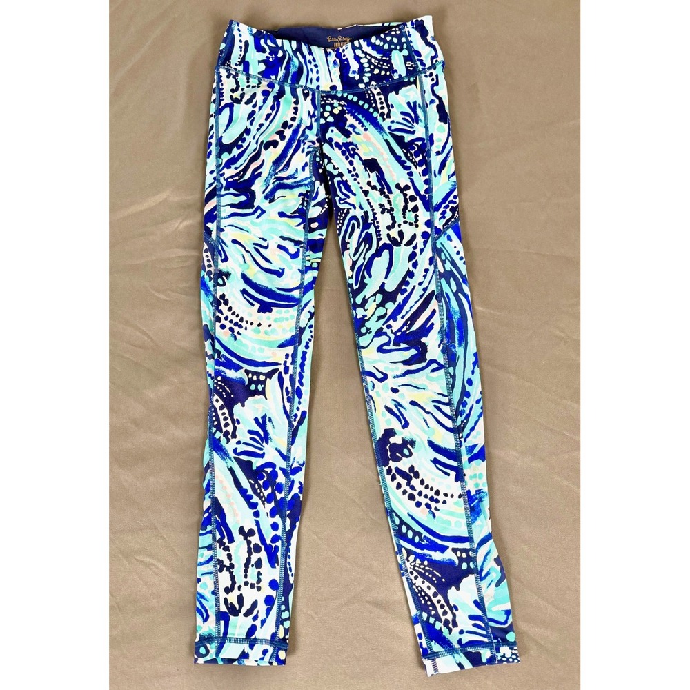 Lilly Pulitzer Luxletic Leggings Womens S Blue Teal Paisley Print